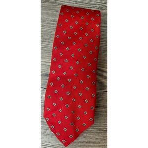 Vintage Brooks Brothers Brooksgate Red Silk Foulard Medallion Tie Made USA